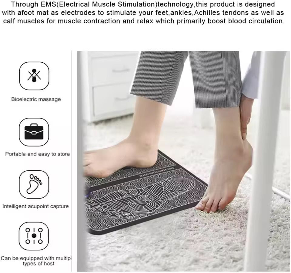 EMS Electric Foot Massager Mat with Remote. Massage Both Feet Simultaneously, Improving Blood Circulation, Relaxing Foot Muscle, Relieving Foot Pain, and Reducing Fatigue with 8 modes and 19 intensity levels