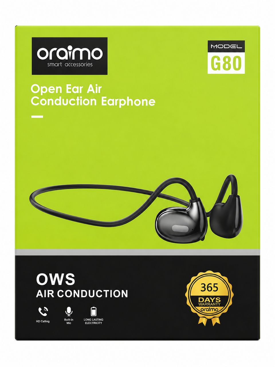 Oriamo Pro Air Bone Clip Wireless Neckband Earphone Touch Control Earbud