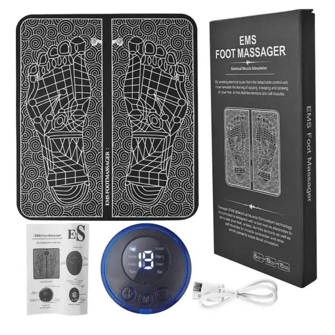 EMS Electric Foot Massager Mat with Remote. Massage Both Feet Simultaneously, Improving Blood Circulation, Relaxing Foot Muscle, Relieving Foot Pain, and Reducing Fatigue with 8 modes and 19 intensity levels