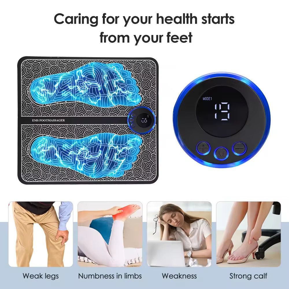 EMS Electric Foot Massager Mat with Remote. Massage Both Feet Simultaneously, Improving Blood Circulation, Relaxing Foot Muscle, Relieving Foot Pain, and Reducing Fatigue with 8 modes and 19 intensity levels